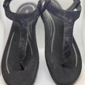 Aetrex Jane Orthopedic Thong Sandals  - Adjustable Ankle Strap  Black 9  NEW